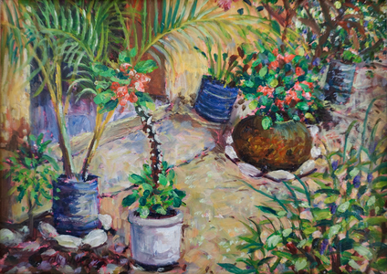 African Pot Plants, 2023 (oil on board)
