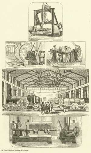 Ateliers de construction des locomotives du Great-Western Railway, a Swindon (engraving)