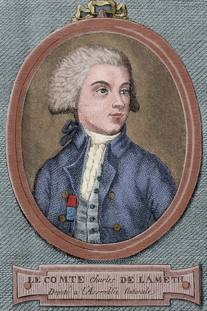 Charles Malo de Lameth (1757-1832). COLOURed engraving. France