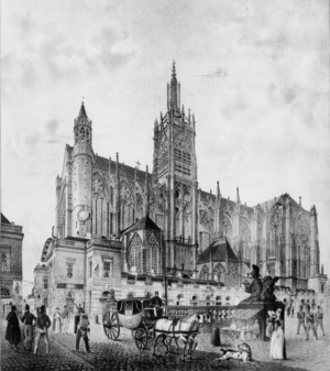 the cathedral of Metz, in East of France, c.1810-1830, Lithography by Engelmann