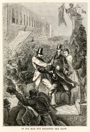 If Fix had not received the blow, from 'Around the World in Eighty Days' by Jules Verne (1828-1905) engraved by Henri-Théophile Hildebrand (1824-97), 1873 (engraving)