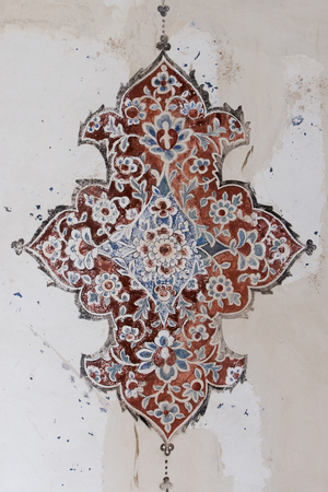 Detail of a Painted Ceiling in Bagh-e Tarikhi-ye Fin Garden, Isfahan Province, Kashan, Iran (photo)