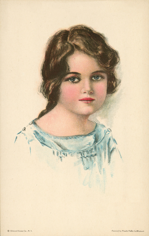 Portrait of a pretty woman (colour litho)