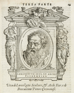 Milan, Biblioteca Braidense, Vite de piv excellent, Giorgio Vasari 1568, Lorenzo Lotti called Il Lorenzetto