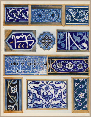 Onze motifs de revetement, faience et mosaique, Perse, XIIIe et XIVe siecles (colour litho)