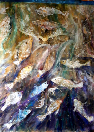 Fish Rising, 2018 (oil on canvas)