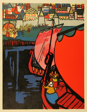 Illustration to "The Tale of Tsar Saltan" by Alexander Pushkin, 1965 (linocut)