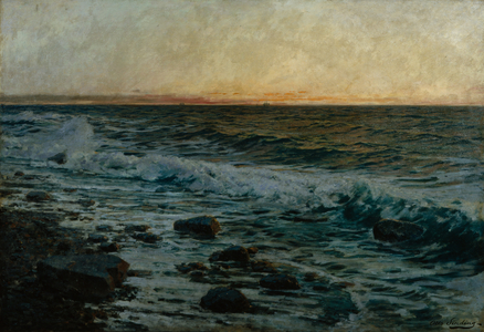 Sunset by the Ocean (oil on canvas)