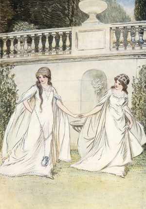 Illustration for Shakespeare's As You Like It (colour litho)