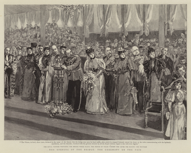 The Opening of the Bridge, the Ceremony on the Dais (engraving)