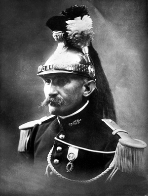 Gendarme of French republican guard with helmet c. 1900