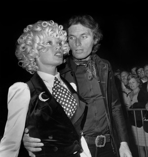 Brigitte Bardot and Christian Kalt at Premiere of Film "Boulevard Du Rhum" October 13, 1971 (b/w photo)