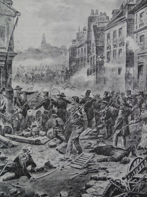 Fighting in the streets of Paris during the Revolution of February 1848