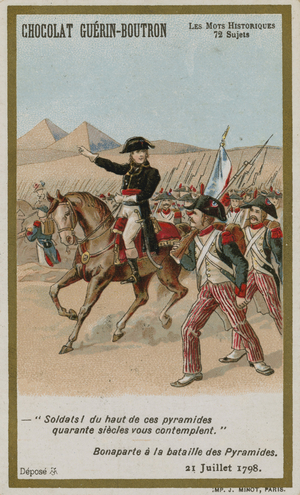 Chocolat Guerin-Boutron trade card, Historic Words series (chromolitho)