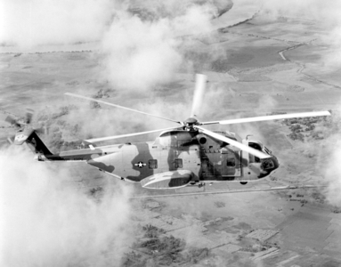 Vietnam: A U.S. Air Force Sikorsky CH-3C Jolly Green Giant helicopter of the 3rd Aerospace Rescue and Recovery Squadron in Vietnam in 1967.