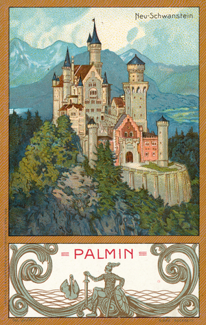 Neuschwanstein Castle, Bavaria (chromolitho)