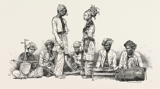 Types of the Javanese Musicians and Dancers Engraving 1876 Indonesia