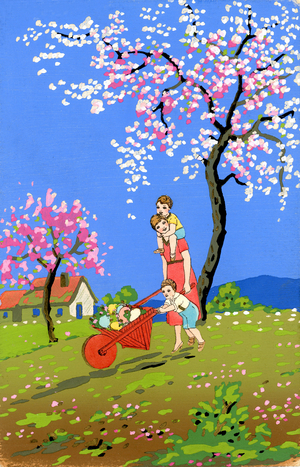 Family moment, c.early 1900’s (hand painted card)