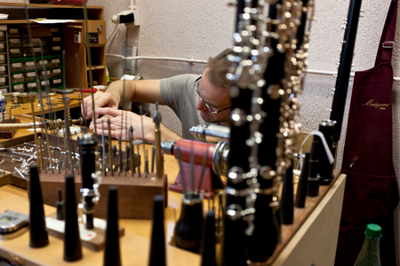 Marigaux oboe assembly, maintenance and repair workshop in Paris, 2012 (photo)