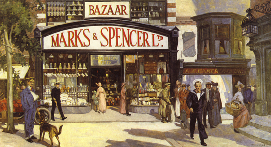 The 1914-18 War brought an end to the Penny range article and higher priced merchandise brought  (colour litho)