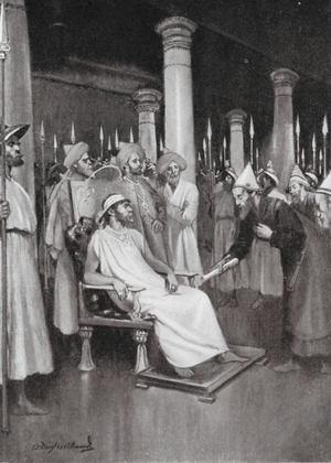 Gondophares receives a Letter from St Thomas (litho)