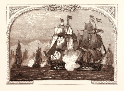 Sir John Jervis' Action Off Cape St. Vincent, February 14th, 1797. The Victory Raking the Salvador Del Mundo. Costa Vicentina (Vincentine Coast), is a Headland in the Municipality of Sagres, in the Algarve, Southern Portugal.