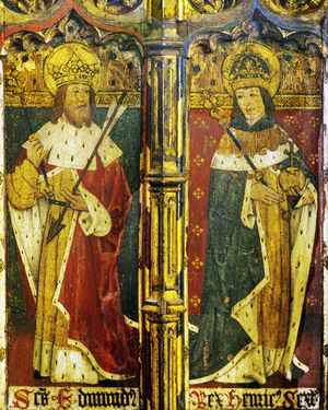 St Edmund and King Henry VI, detail of the rood screen, St Catherine's Church, Ludham, Norfolk, UK (tempera on wood)