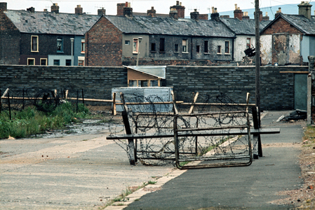 Early Peace Wall between Catholic and Protestant Communities in Belfast during The Troubles, Northern Ireland, 1972