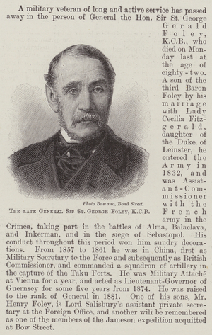 The late General Sir St George Foley, KCB (engraving)