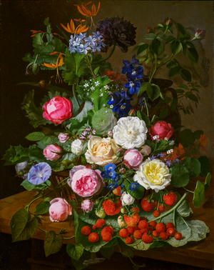 A Basket with Roses and other Flowers, 1869 (oil on canvas)