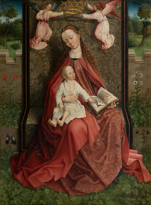 Madonna Crowned by Angels (oil on panel) 