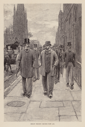 Below Trinity Church, 9.45 am (engraving)