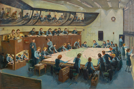 No 11 Fighter Group's Operations Room, Uxbridge, 1943 (oil on canvas)