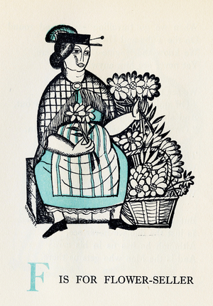 F is for Flower-Seller, 1924 (print)