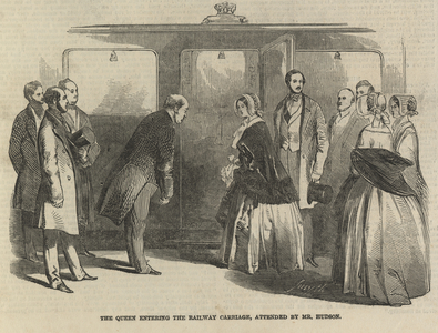 Queen Victoria taking train