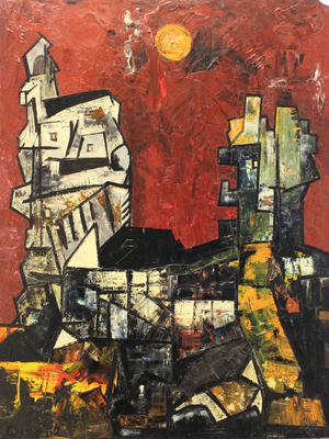Untitled (Townscape), 1962 (oil on board)