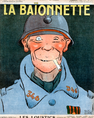 Cover of French newspaper "La Baionnette", March 23, 1916 (colour litho)