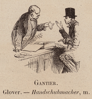 Le Vocabulaire Illustre: Gantier; Glover; Handschuhmacher (engraving)