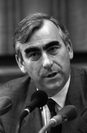 Finance Minister Theo Waigel (Germany CSU) during a press conference in Bonn..., 1990 (photo)