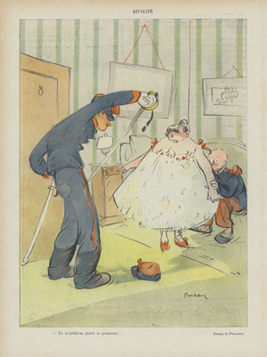 Rivalry. Illustration for Le Rire (colour litho)