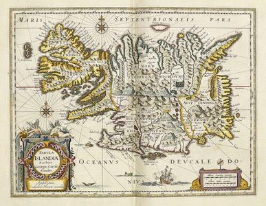 Map of Iceland, from 'Atlas Maior Sive Cosmographia Blaviana', 1662 (hand-coloured engraving)