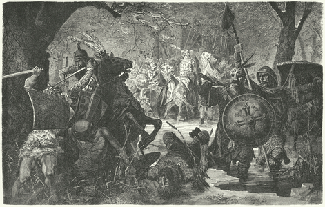 Ottokar II of Bohemia's crusade against the pagan Old Prussians, 1255 (engraving)