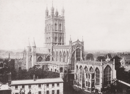 Gloucester Cathedral, from South East (b/w photo)