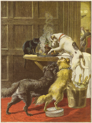 Christmas Day, the Uninvited (colour litho)