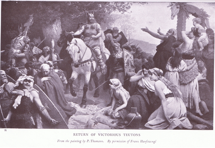 Return of the victorious Teutons, 1920's (litho)