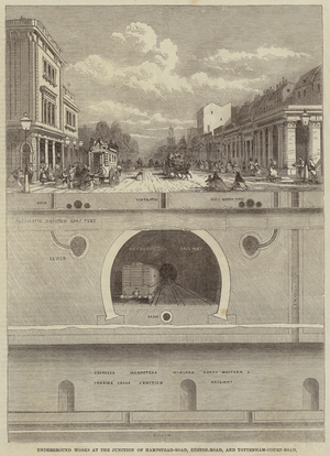 Underground Works at the Junction of Hampstead-Road, Euston-Road, and Tottenham-Court-Road (engraving)