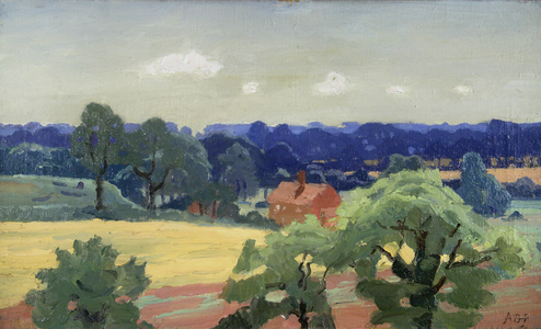 August morning, Suffolk (oil on canvas)