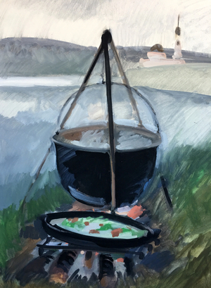Cooking over the fire, 1977 (gouache on paper)