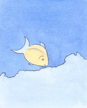 Someone who searches avidly for new devotions is like a fish which searches for food, day after day, on the Barrier Reef, 2003 (w/c on paper)