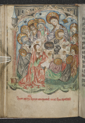 Add 50005 f.85v, The Last Supper, c.1410-20 (vellum)